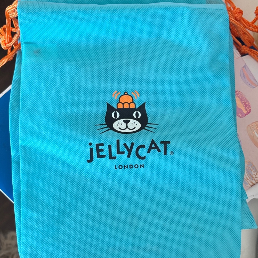 Jellycat Turquoise Drawstring Pouch with Orange Accents